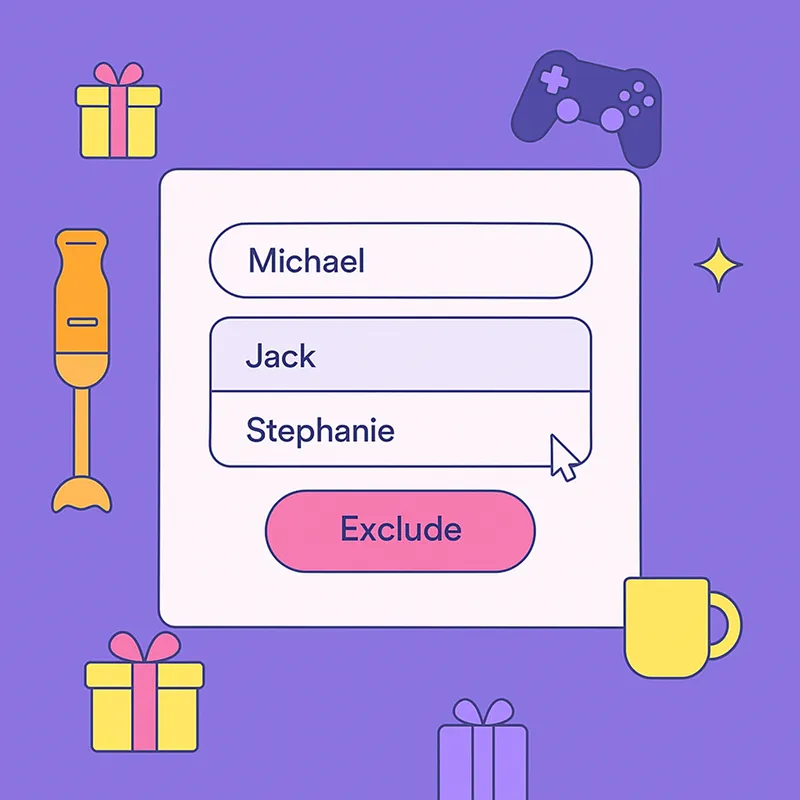 Add names illustration showing a form with names Jack, Michael, and Stephanie